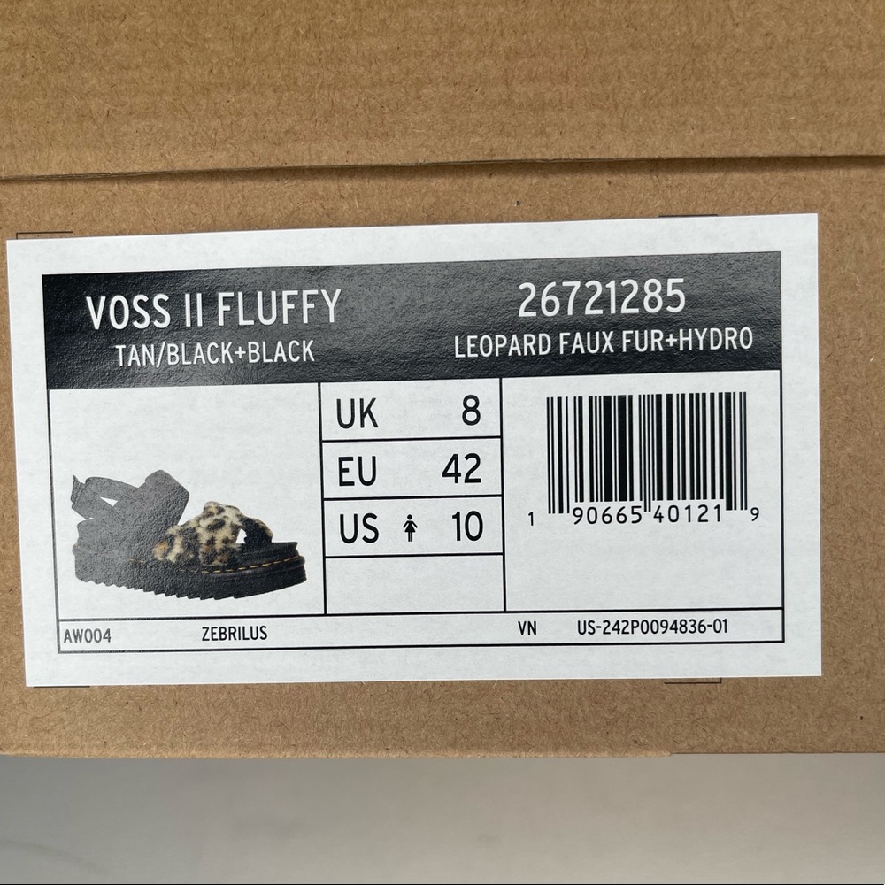 Dr. Martens Voss II Fluffy Leopard Print Sandals - Picture 11 of 11